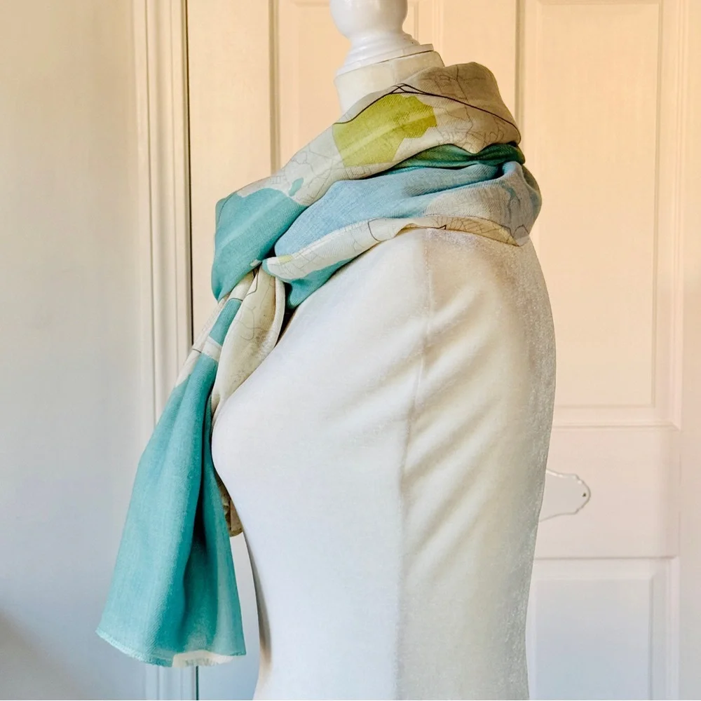 NEW with TAGS Elegant Wrap with map of Aquidneck Island, Newport Rhode Island